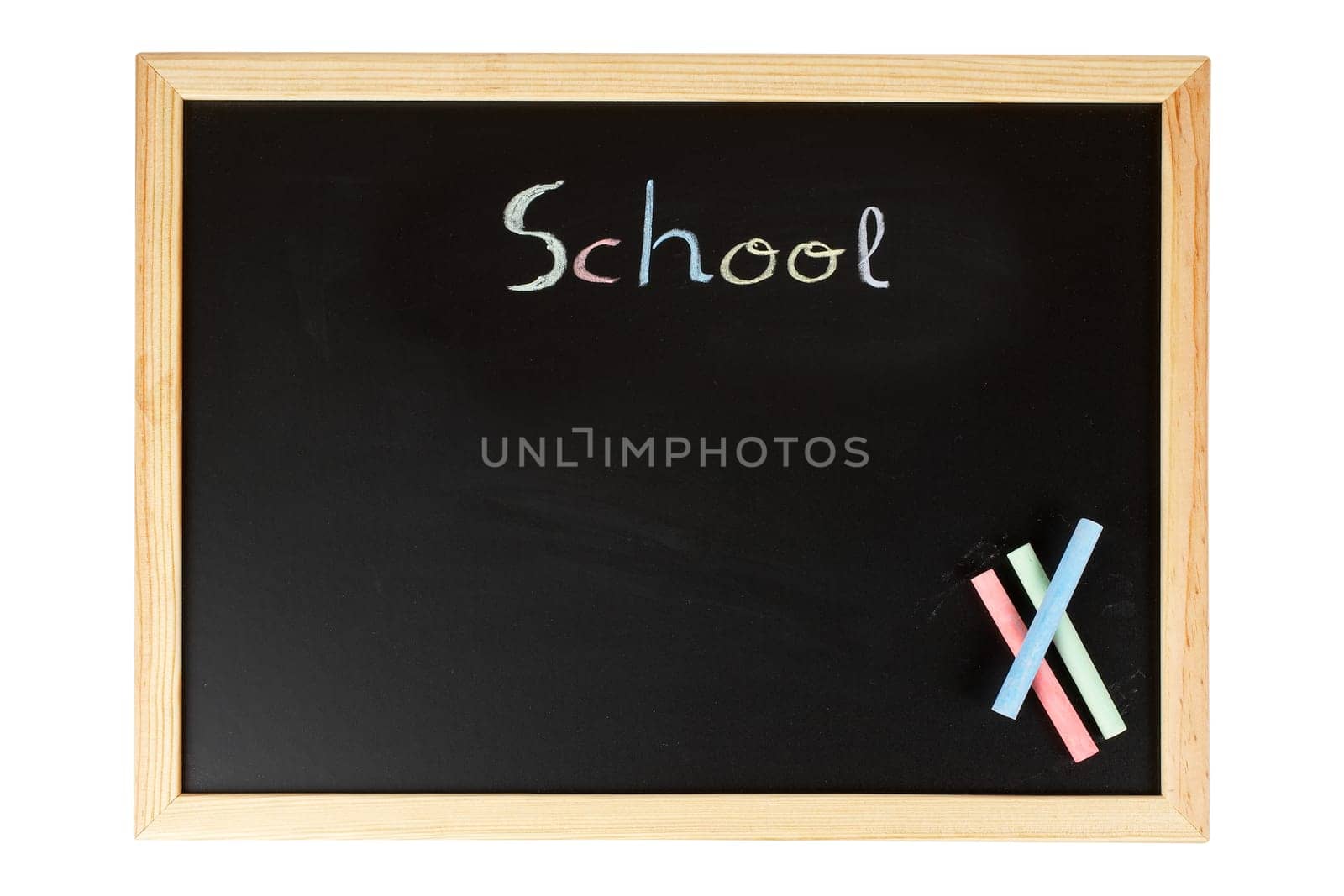 Chalkboard with colored chalks
