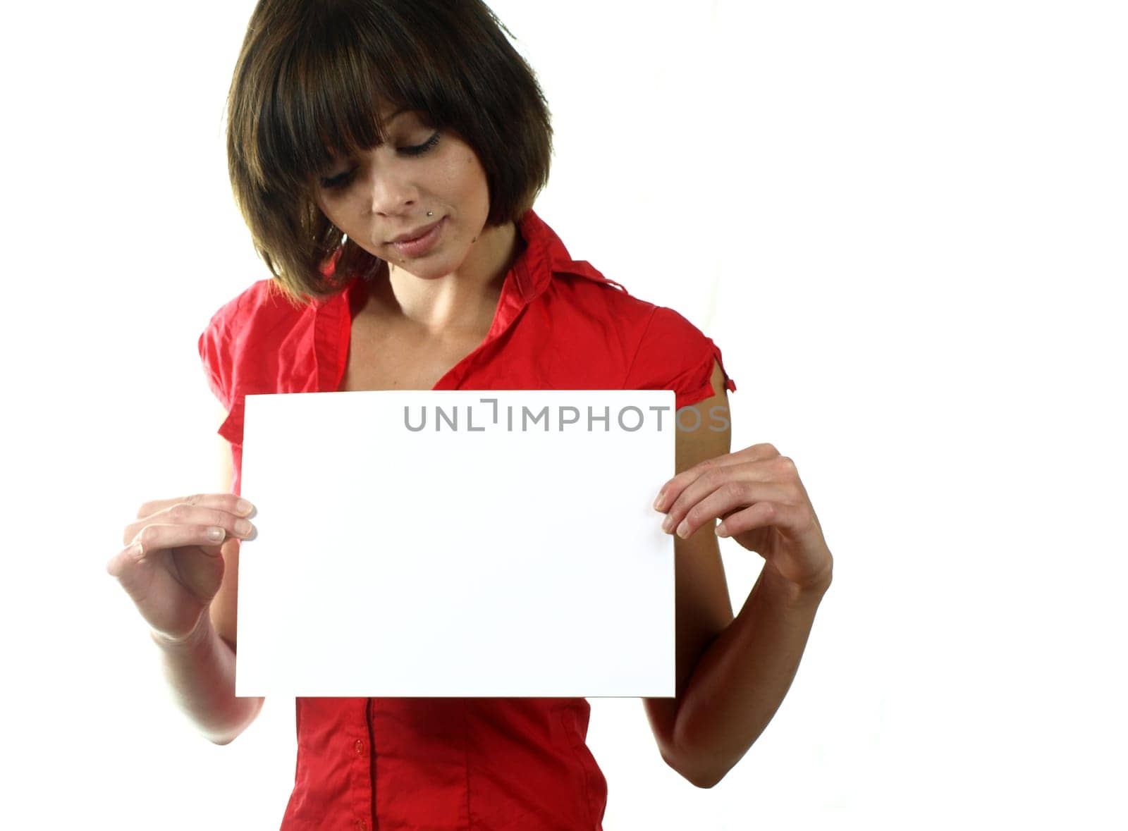 Woman with business card