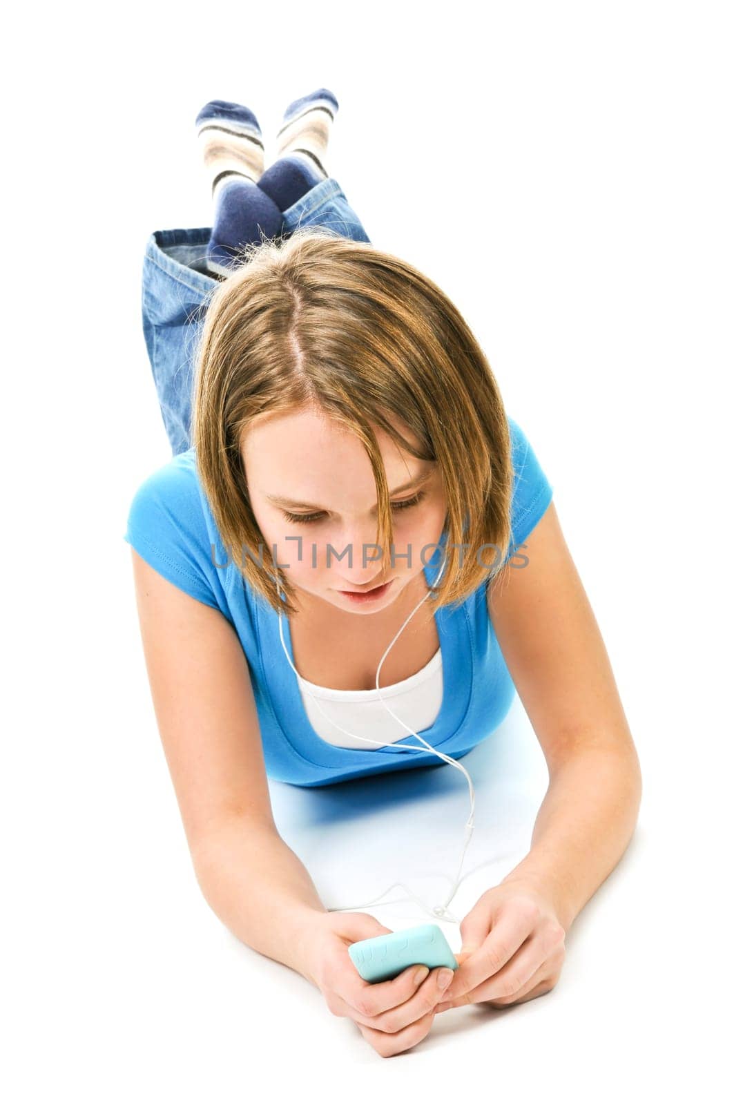 Teenage girl listening to music