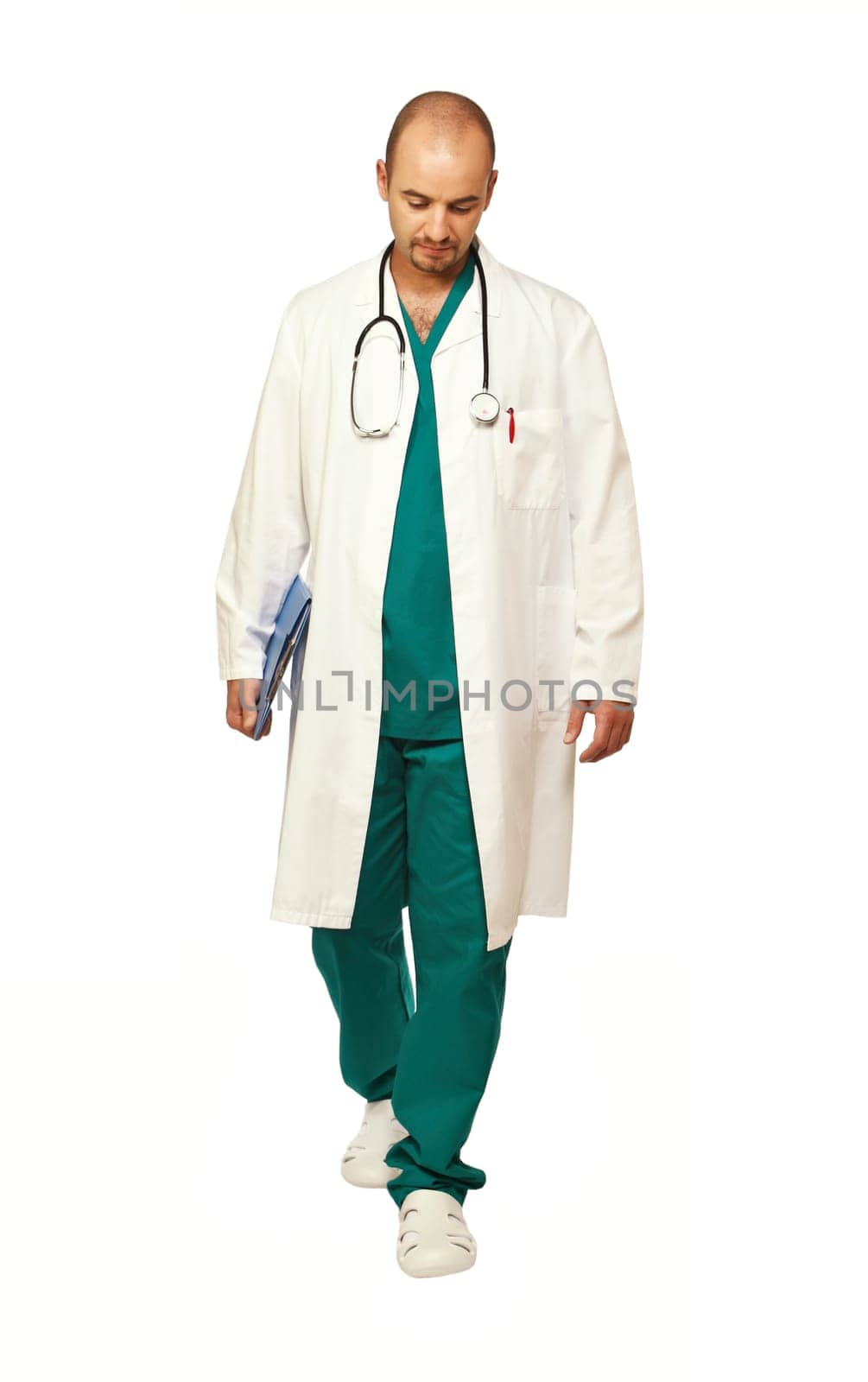 walking doctor on white