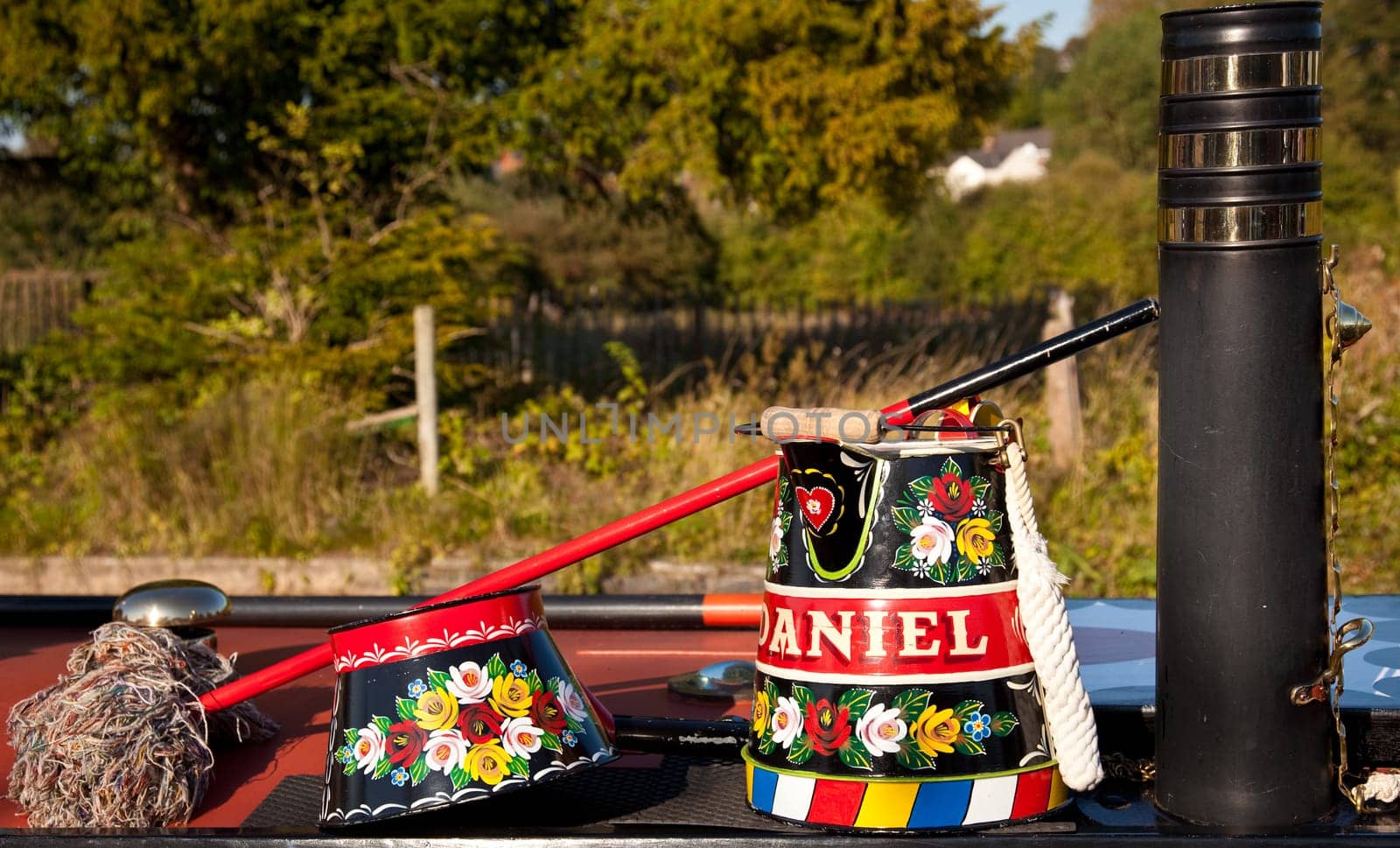 Hand painted traditional decorated watering cans