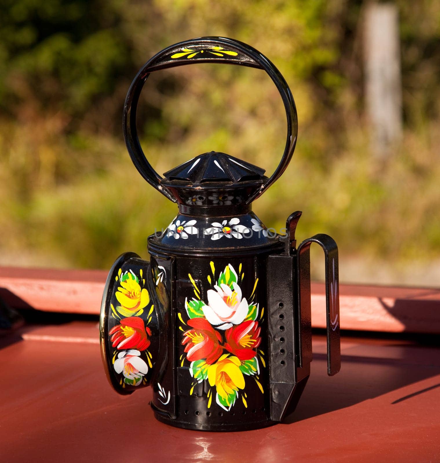 Hand painted traditional decorated oil lamp