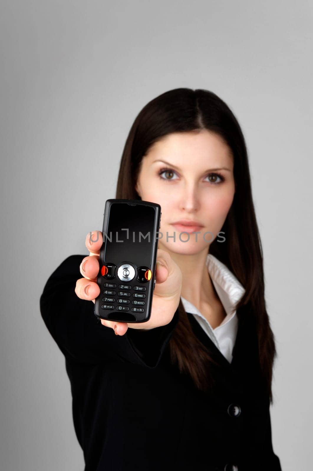 Business Woman Holding Cell Phone