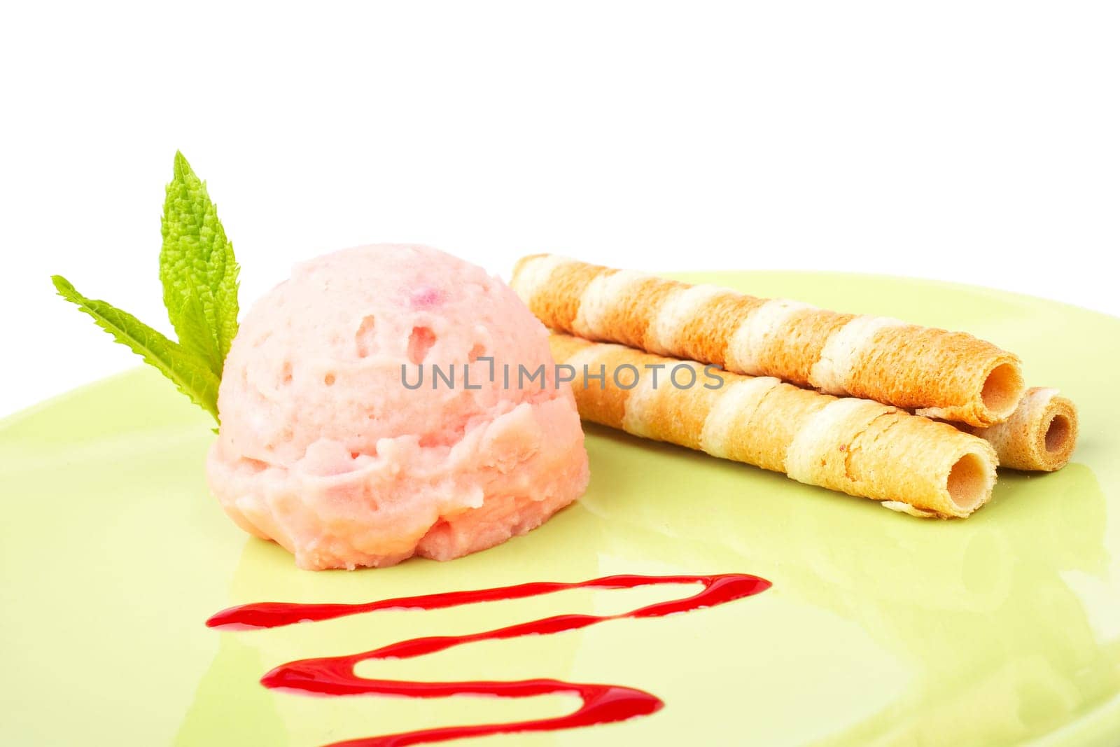 Delicious raspberries ice cream