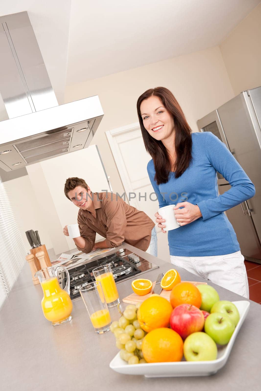 Happy couple drinking coffee