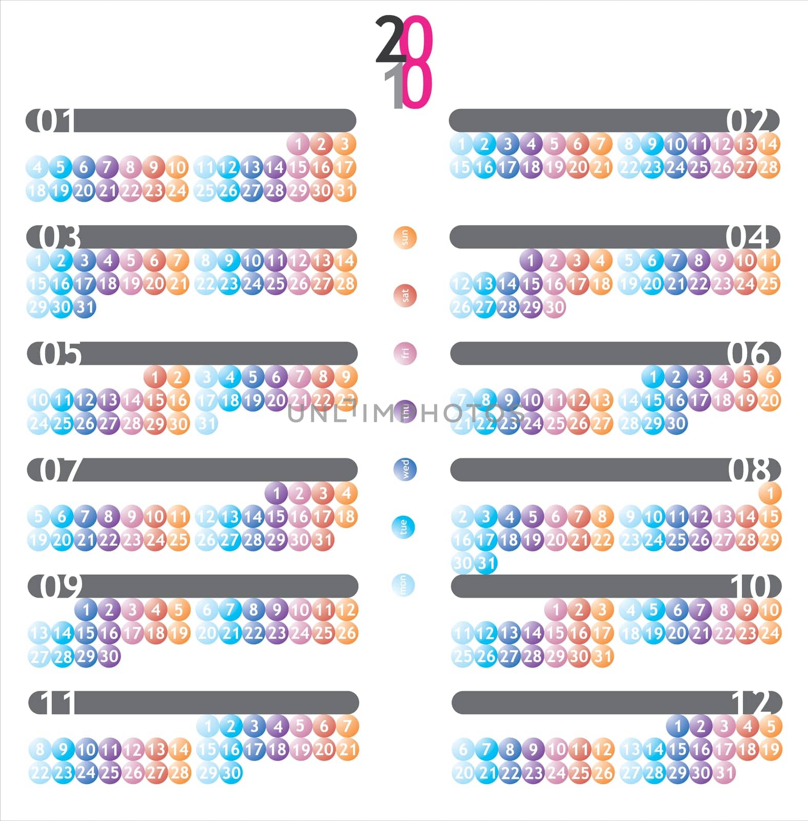 2010 modern calendar