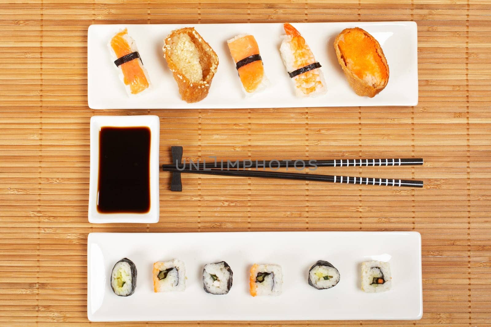 Sushi and soy sauce