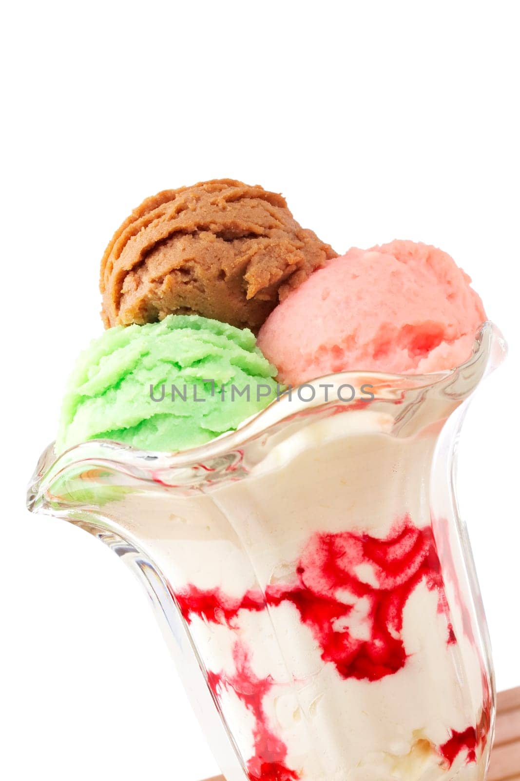 Multi flavor ice cream glass