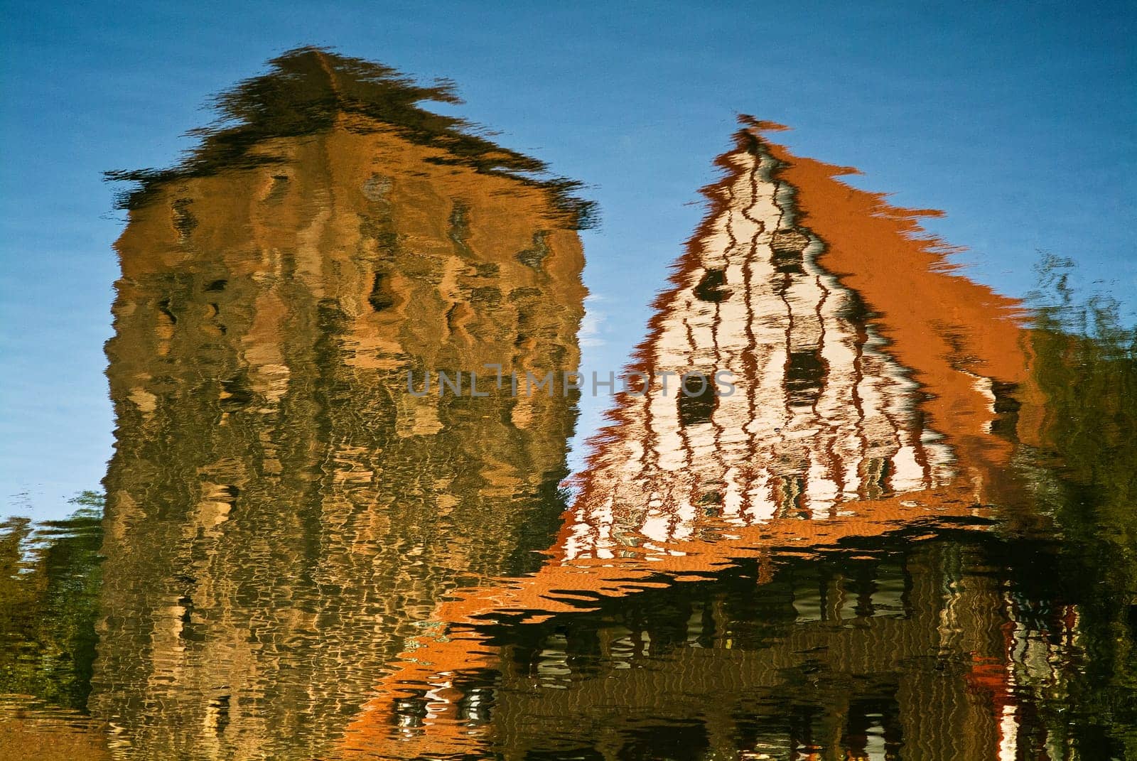 Reflection of a building in the water