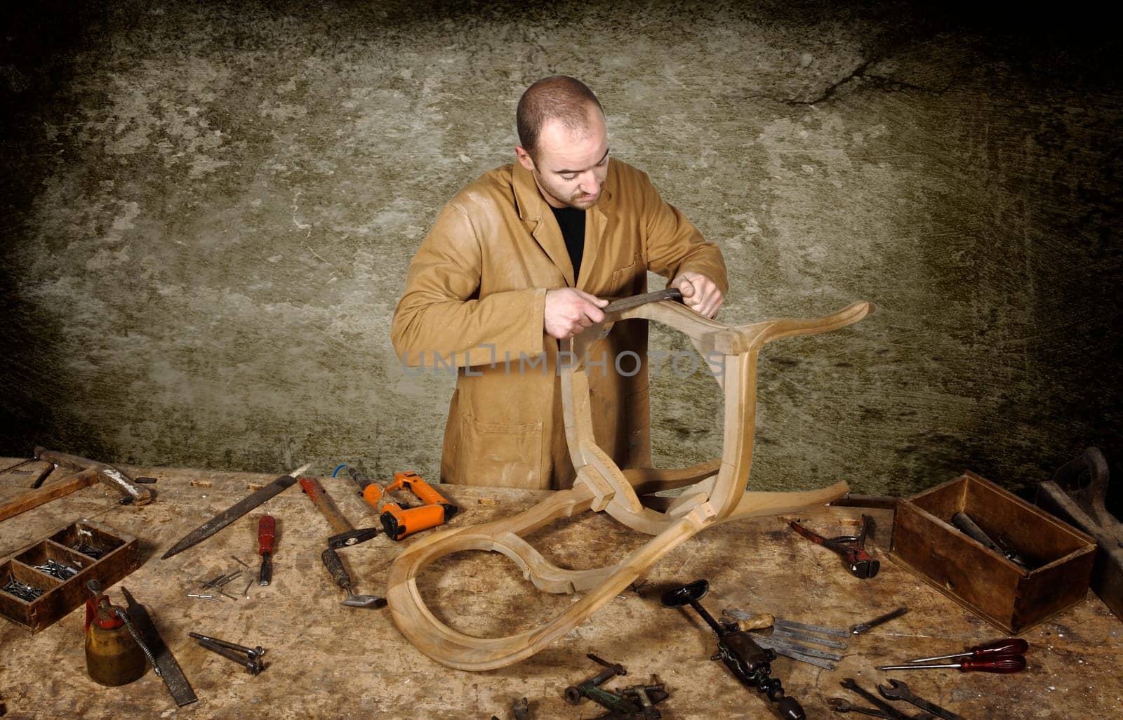 carpenter at work grunge background