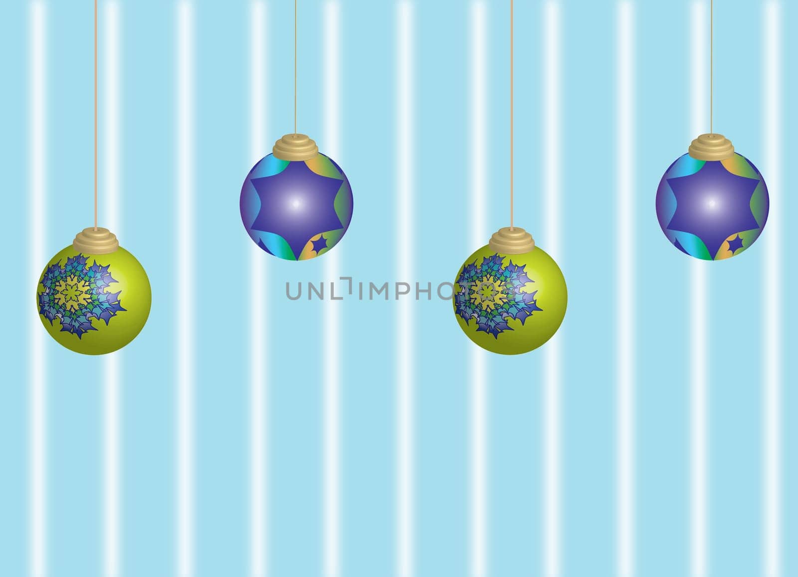 xmas baubles balls on blue background