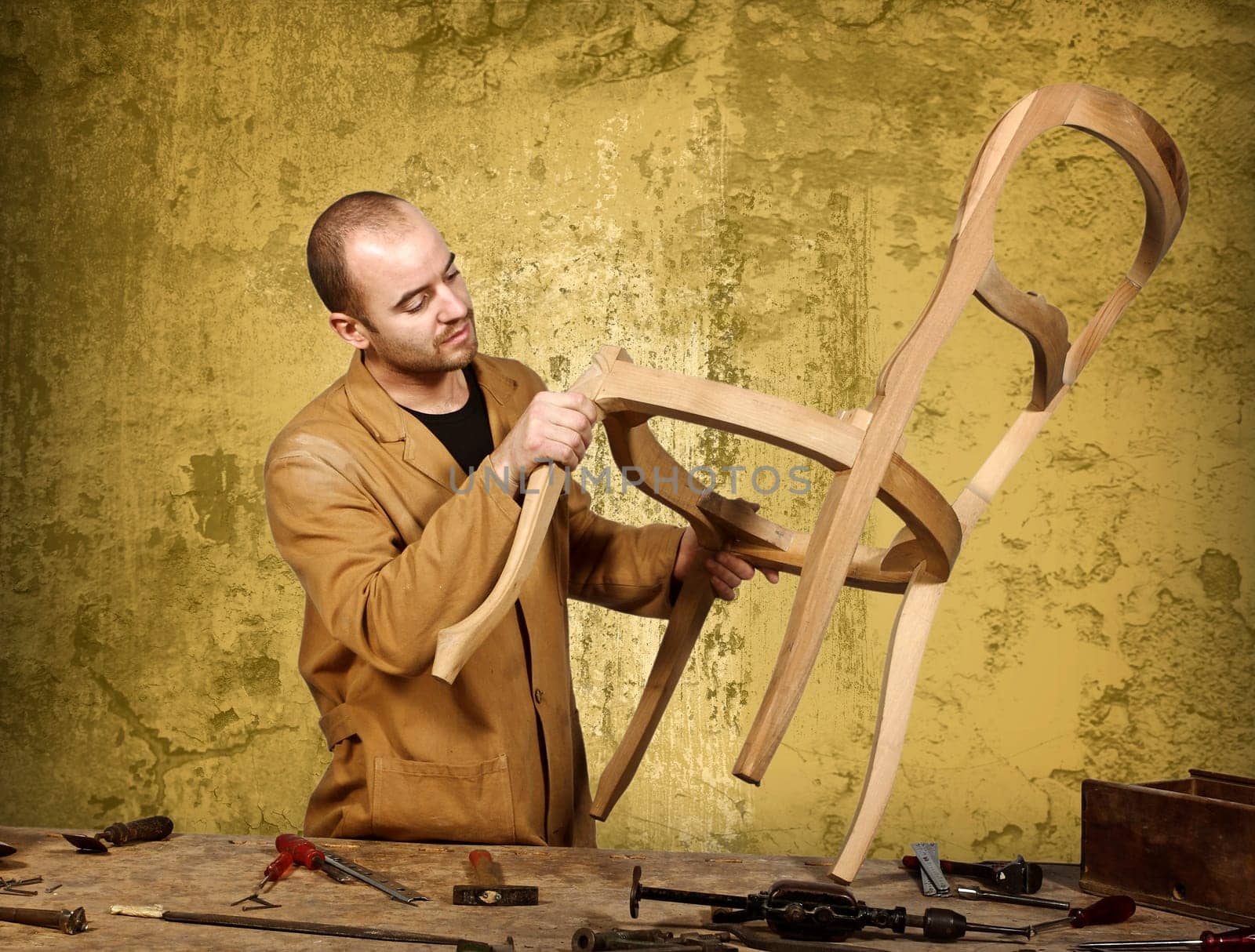 carpenter at work grunge background
