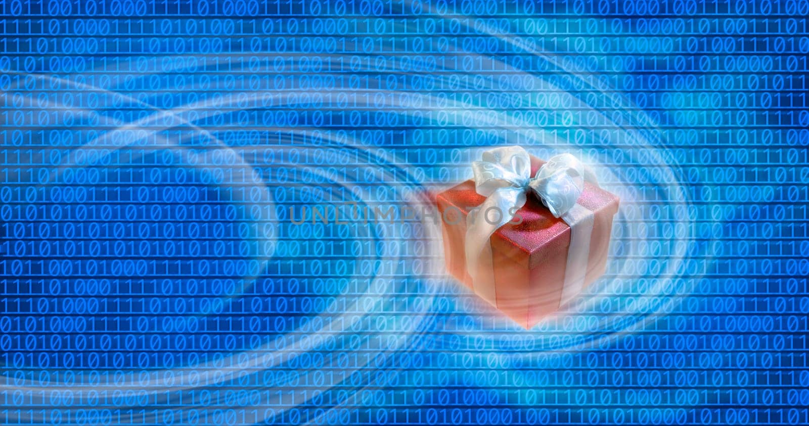 a red gift box over blue background