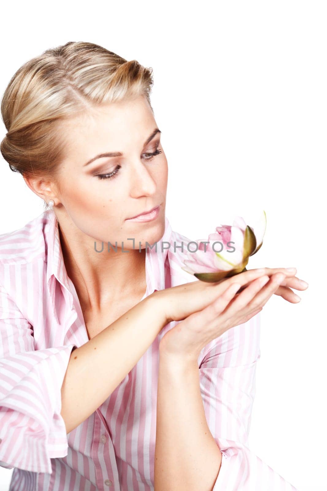 Woman with water lily