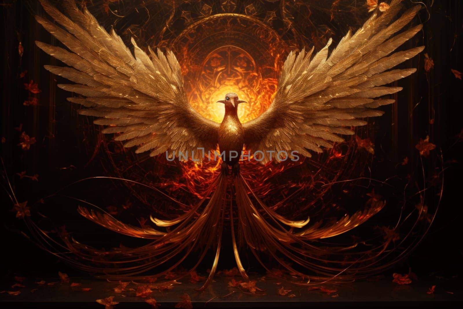 Behold the magnificent gilded phoenixes, radiant beings of myth and legend. With their resplendent feathers of gold and fire, they embody the eternal cycle of rebirth and resurrection.