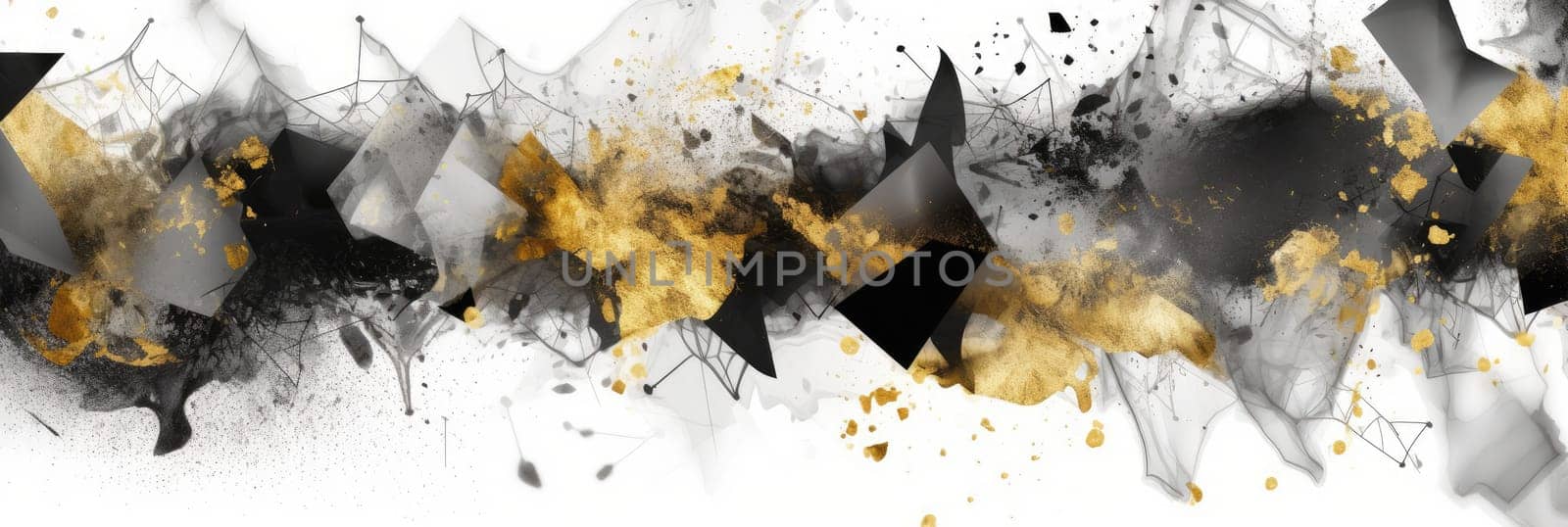 Abstract watercolor artwork mixed with buzzy geometric shapes for background of social media banner generative AI image