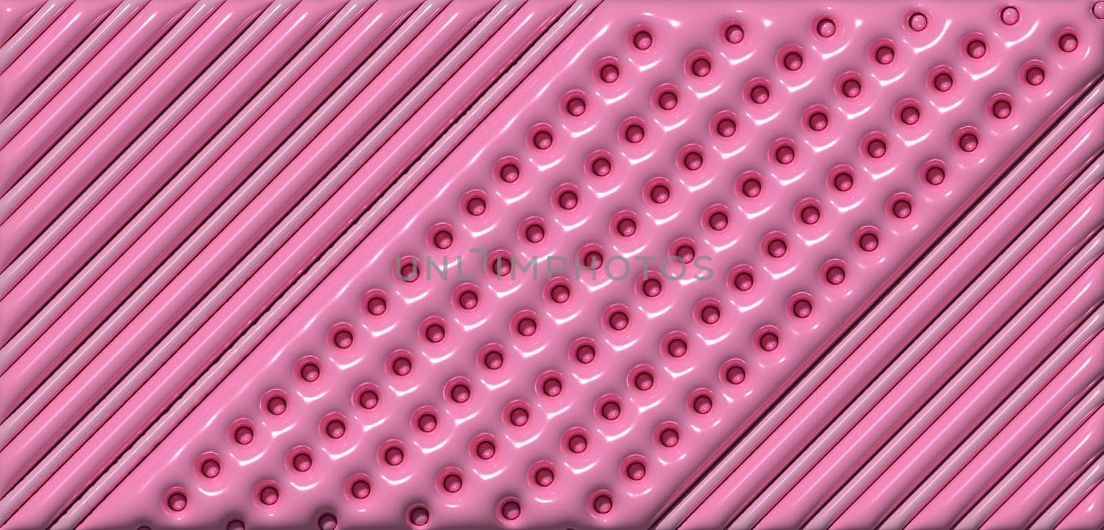 Pink inflated lines with a shiny surface, 3D rendering illustration