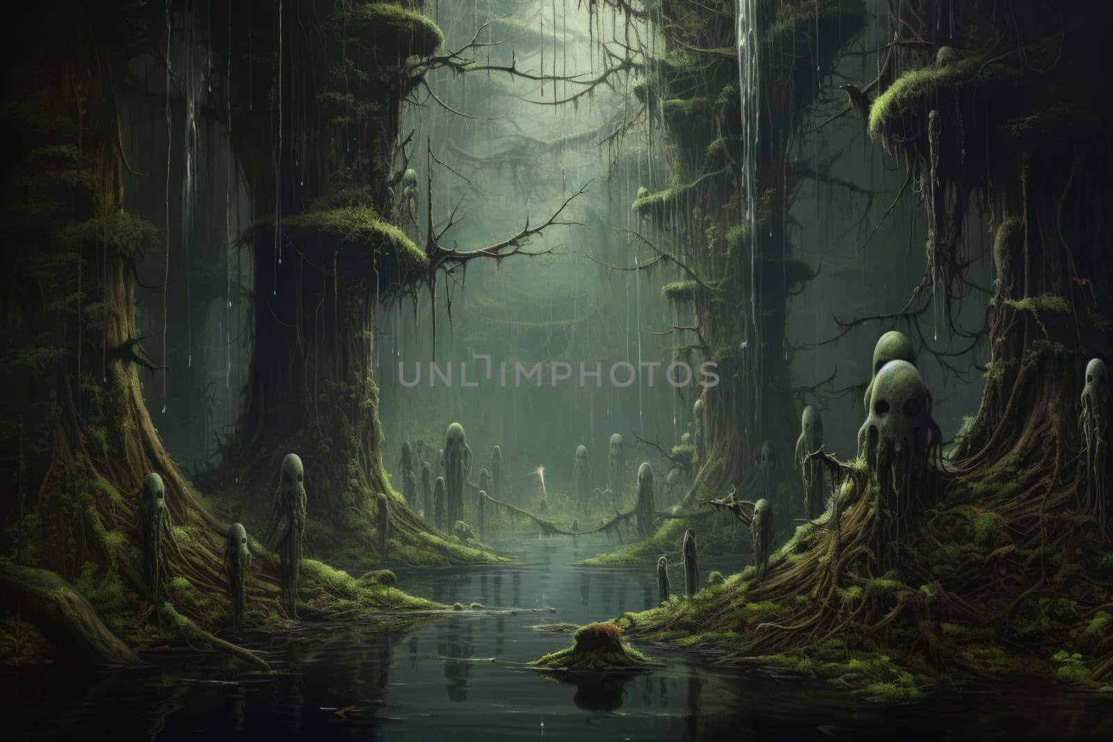 Deep within the mystical woodland realms of fantasy, ancient forest spirits stand as silent sentinels, their ethereal presence a testament to the wisdom and magic of the natural world.