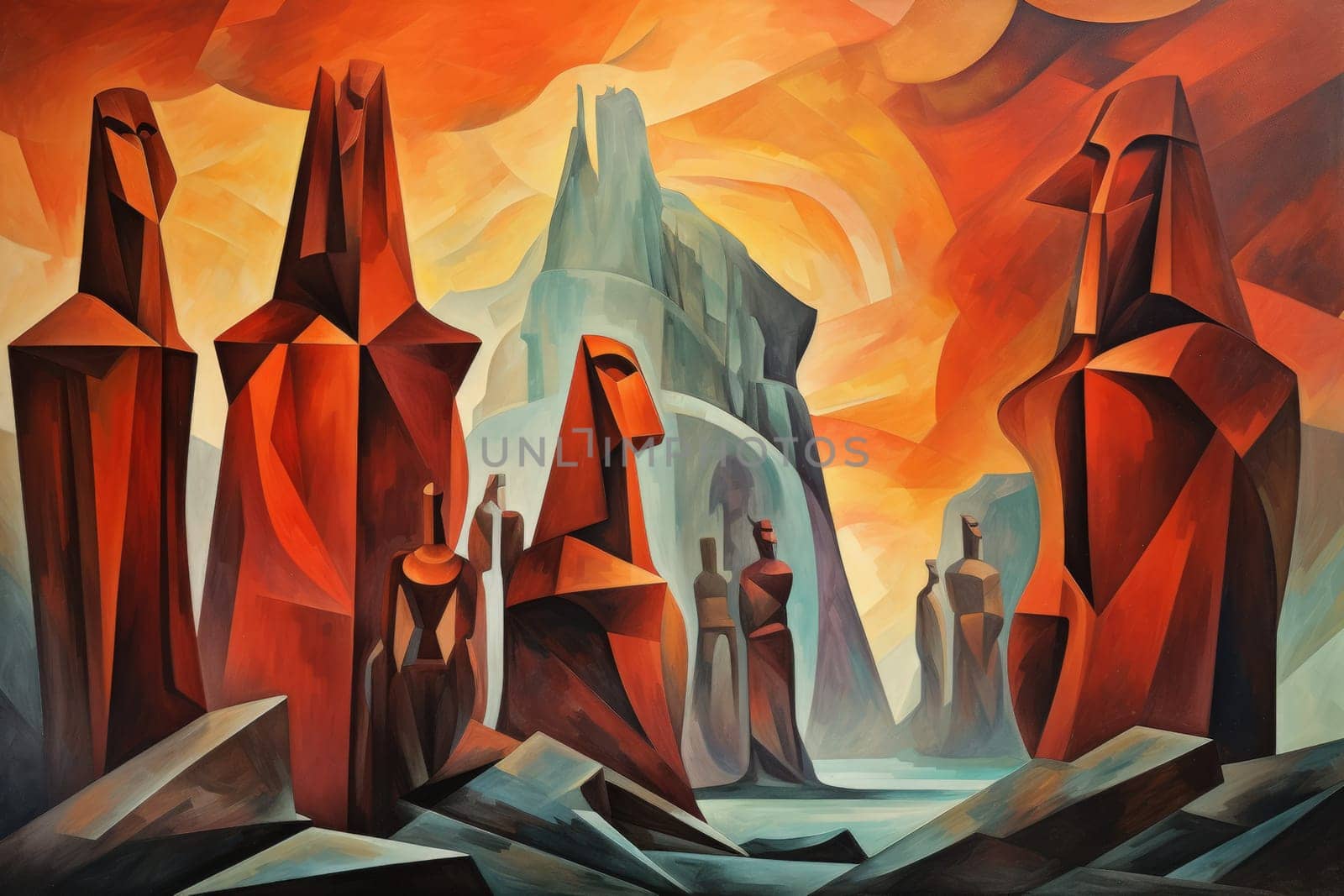 Embark on a fantastical journey where gargantuan giants, with their colossal stature, traverse the towering mountains with thunderous footsteps.