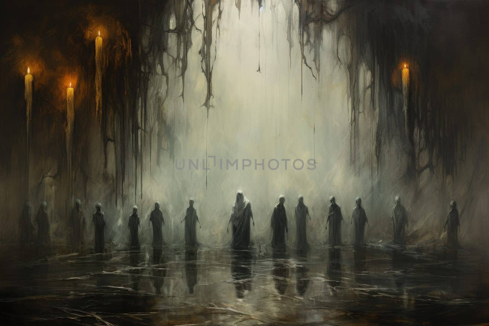 In the realm of fantasy, haunting ghostly apparitions are ethereal beings that exist between the world of the living and the realm of the dead.