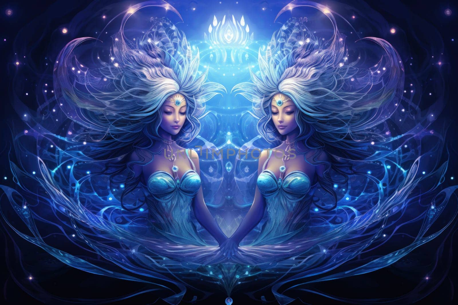 Imagine a mystical world where ethereal mermaids gracefully swim with flowing sapphire tails, enchanting all who gaze upon their mesmerizing beauty.