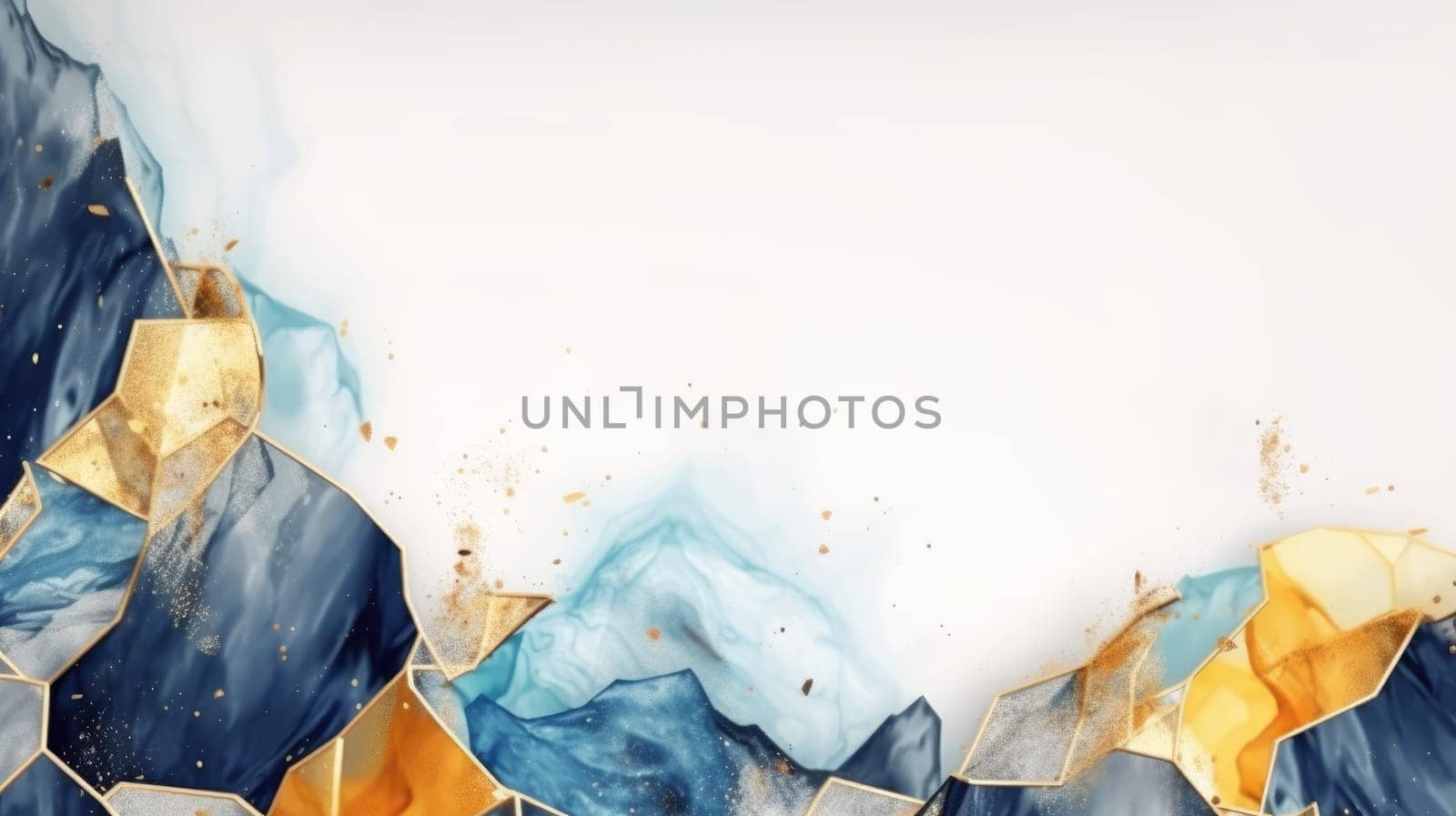 Abstract watercolor artwork mixed with buzzy geometric shapes for background of social media banner generative AI image