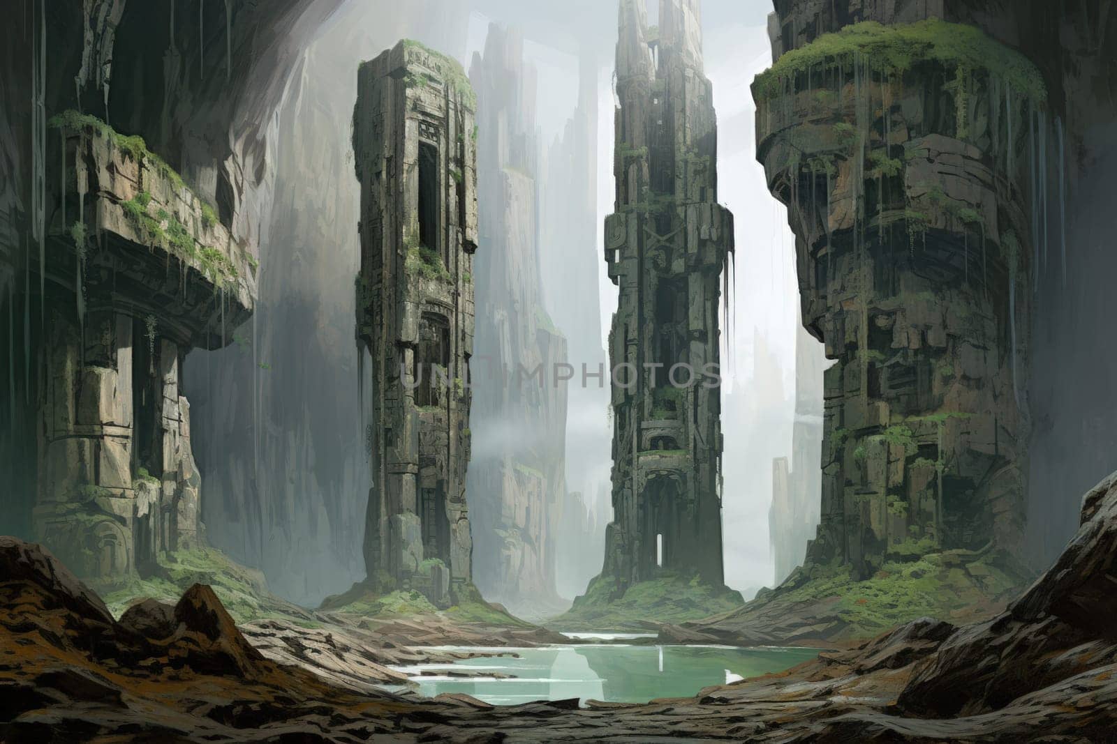Behold the majestic marvels of the past - ancient stone colossi, towering giants hewn from the very bedrock itself.