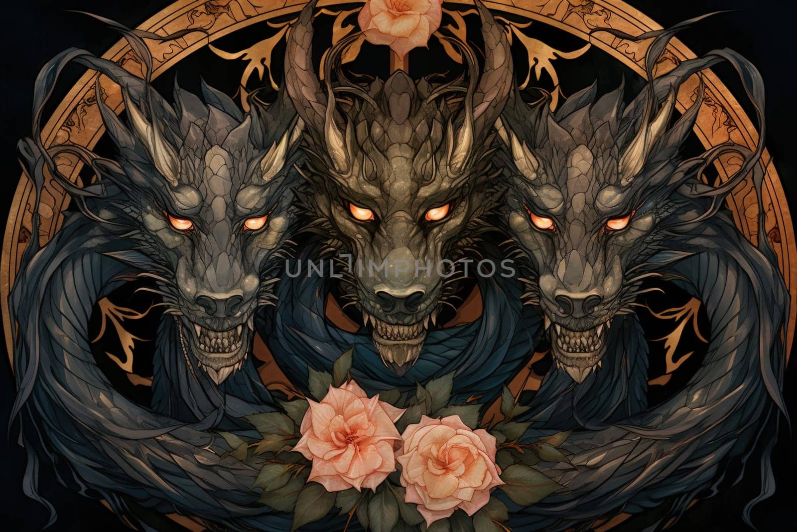 In the realm of fantasy, ferocious shadow dragons dominate the skies, their majestic forms wreathed in darkness.