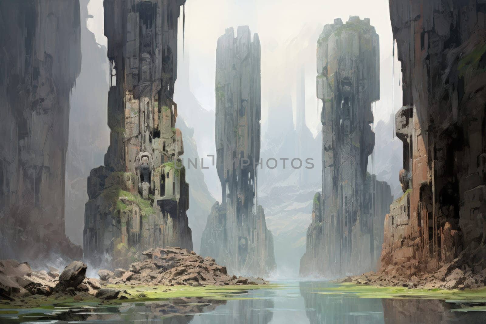 Behold the majestic marvels of the past - ancient stone colossi, towering giants hewn from the very bedrock itself.