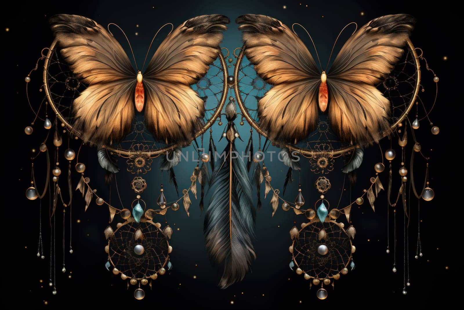 Immerse yourself in the magical realm of fantasy with this enchanting illustration of gossamer-winged dreamcatchers.