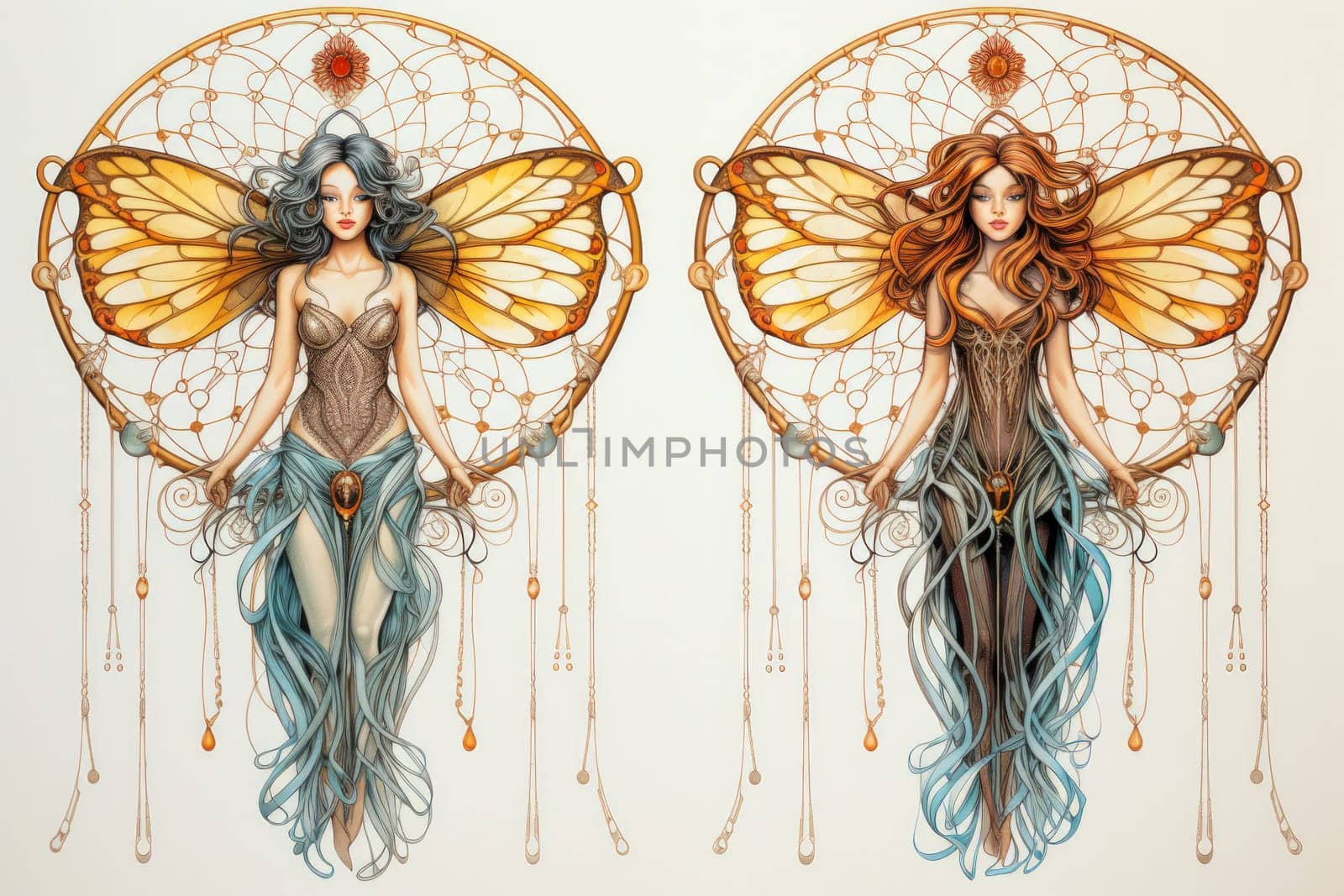 Immerse yourself in the magical realm of fantasy with this enchanting illustration of gossamer-winged dreamcatchers.