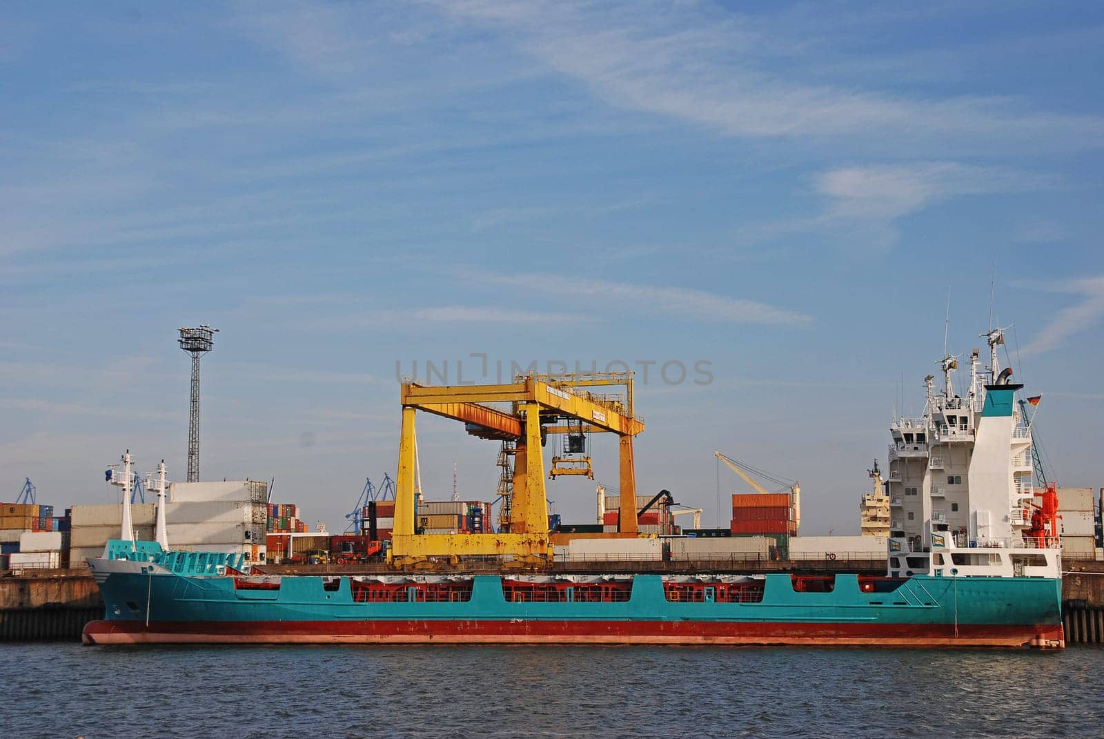 Container ship in the port of Hamburg
