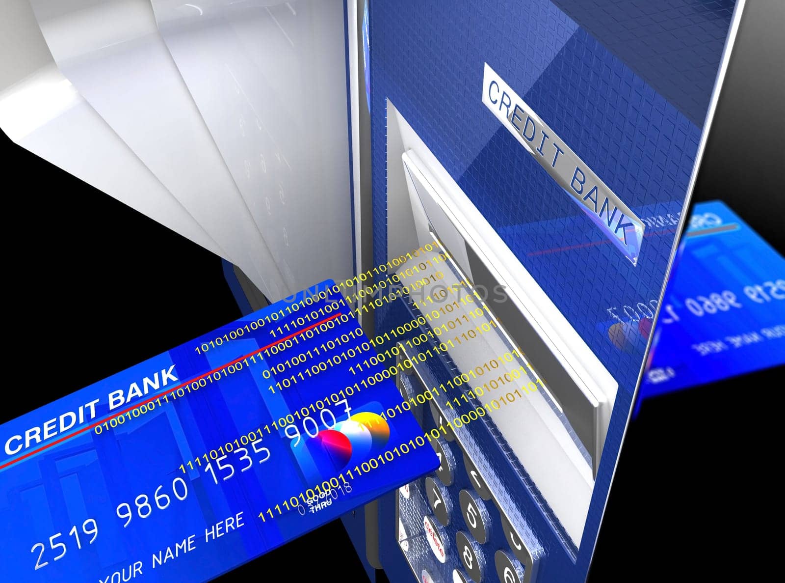 cash machine and credit card background