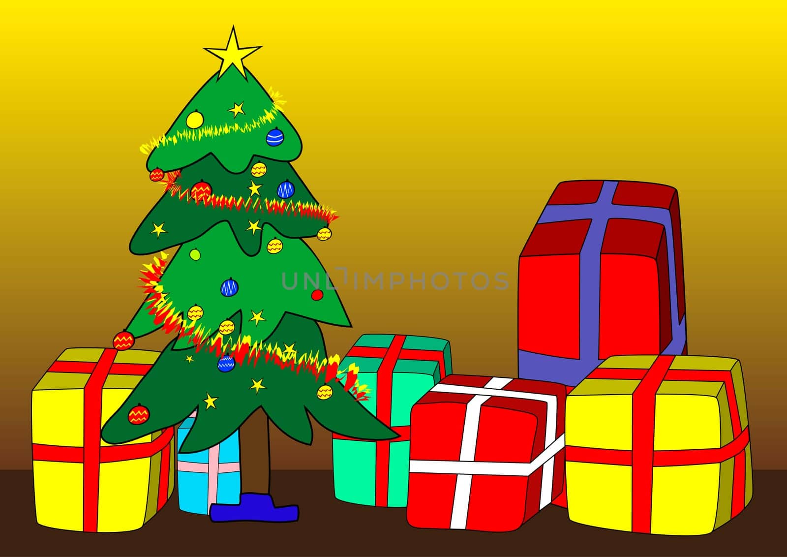 Christmas tree and presents