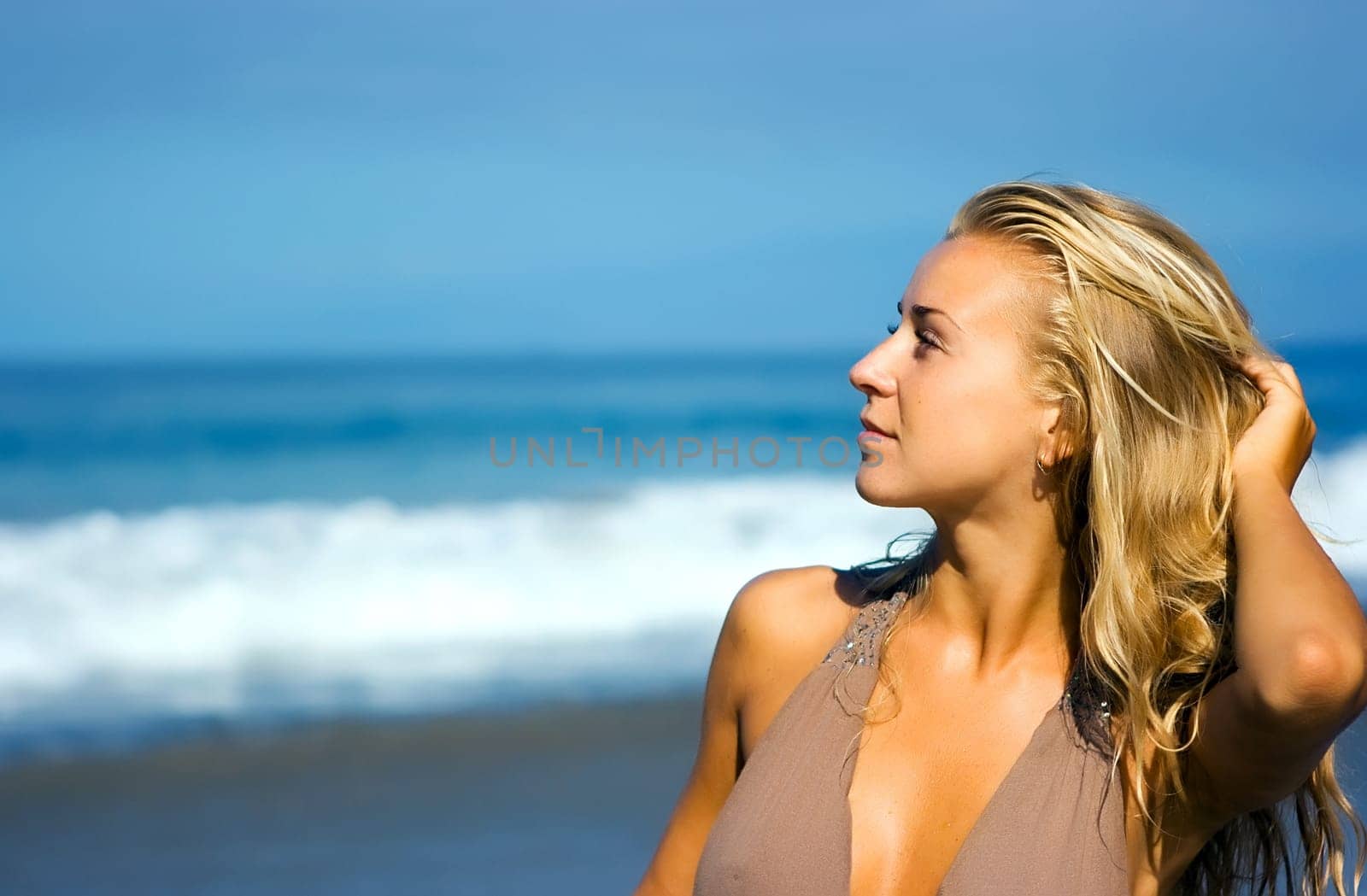 Blonde on beach