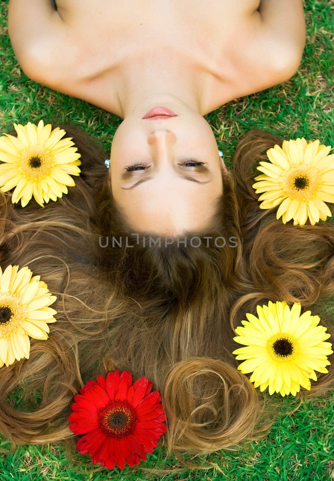 Brunette in flowers