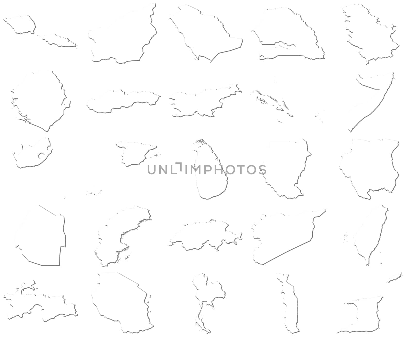 Samoa-Trinidad and Tobago 3D White Maps