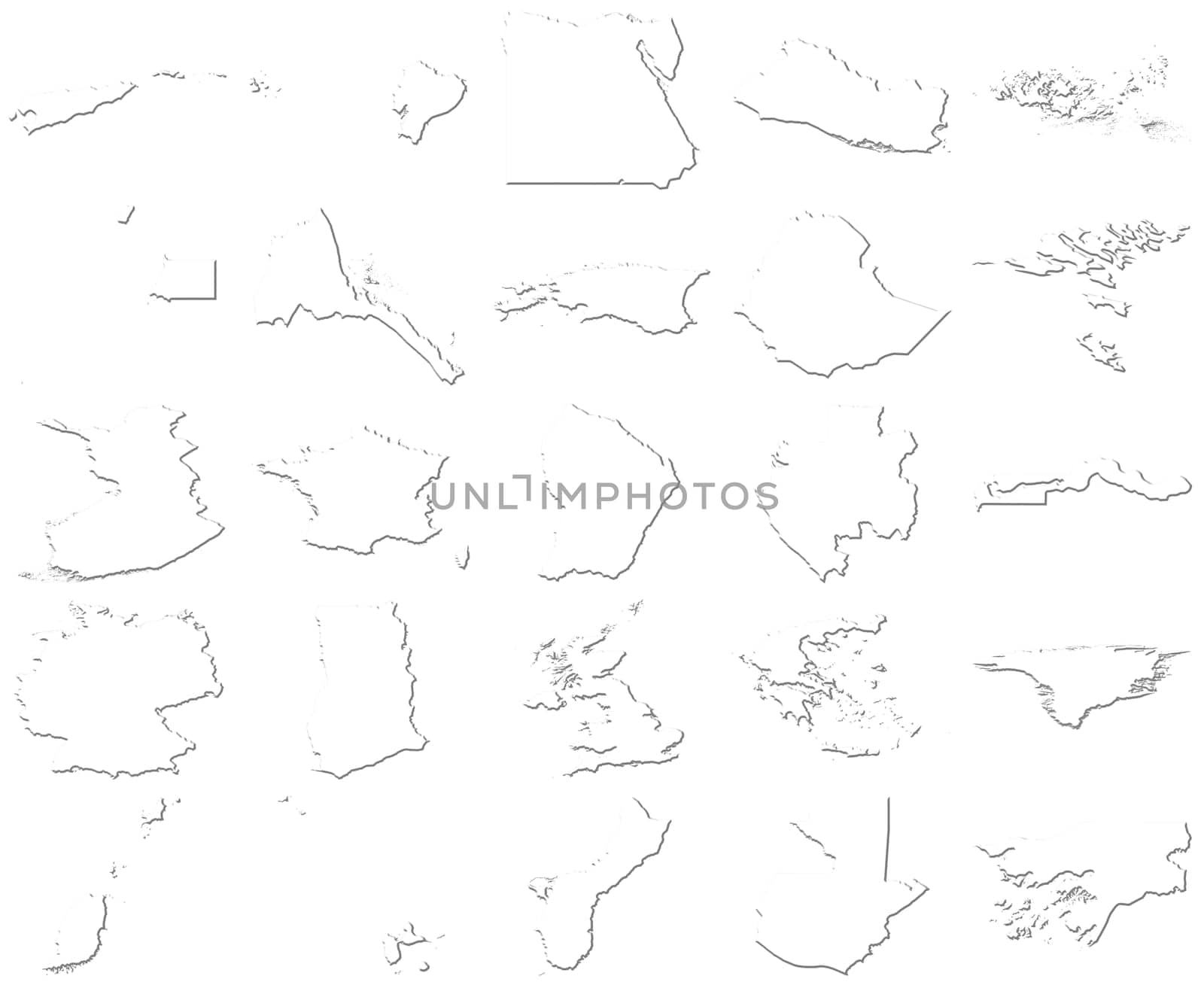 East Timor-Guinea Bissau 3D White Maps