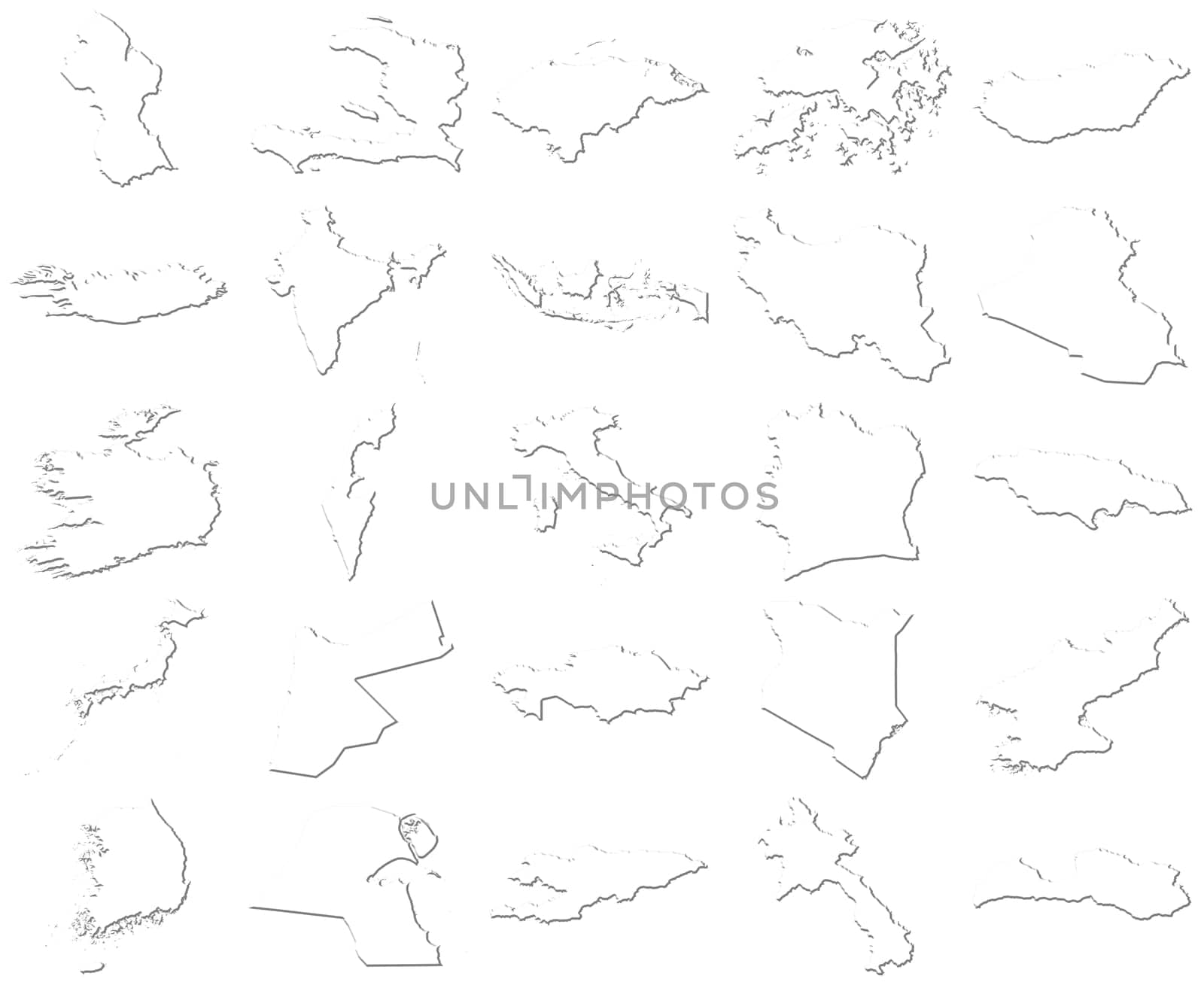 Guyana-Latvia 3D White Maps