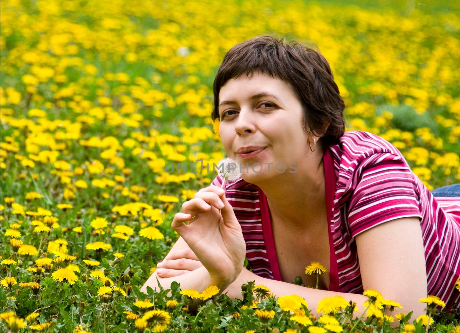 Young woman lying in a meadow