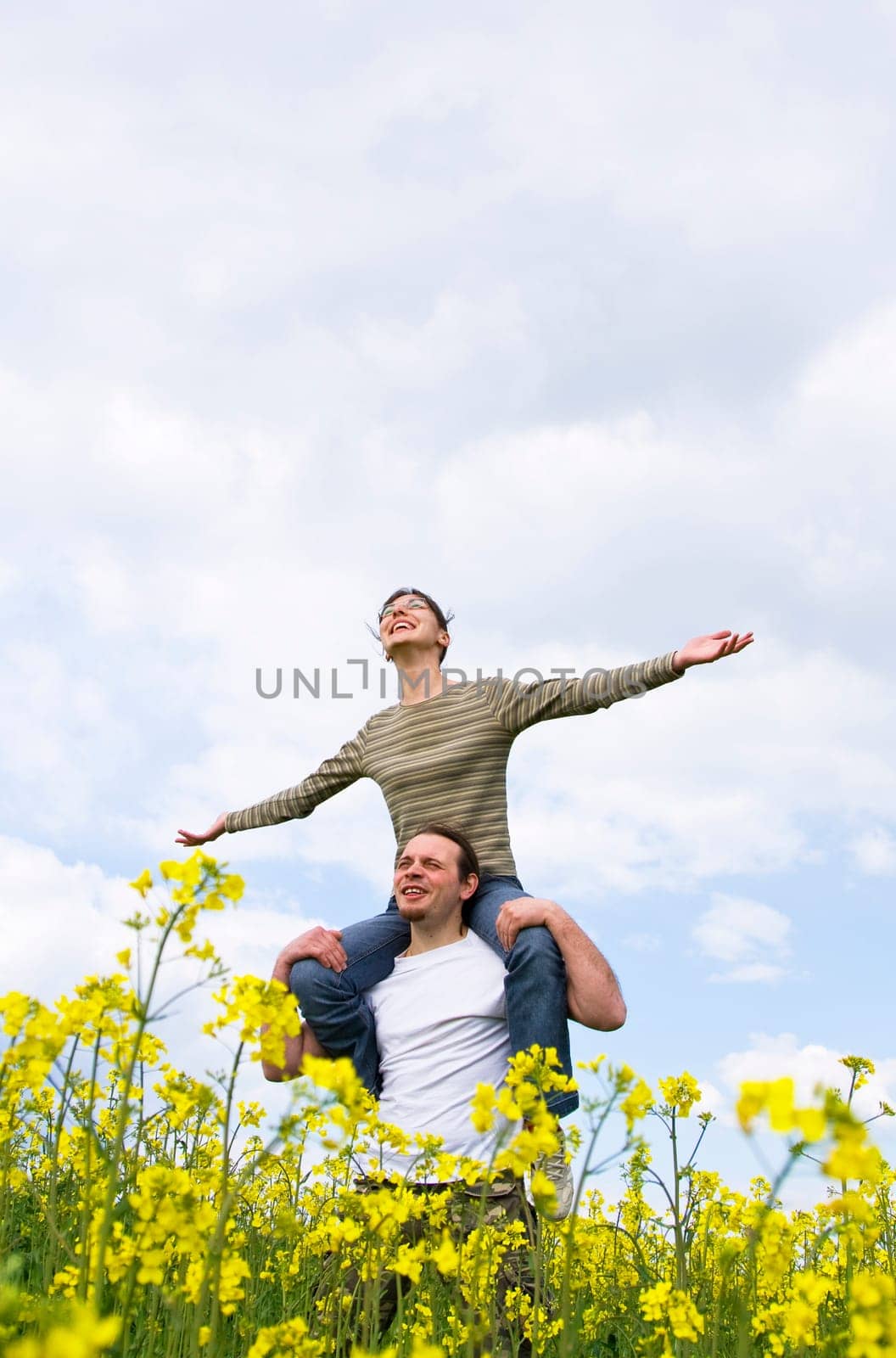 Young casual couple enjoying spring