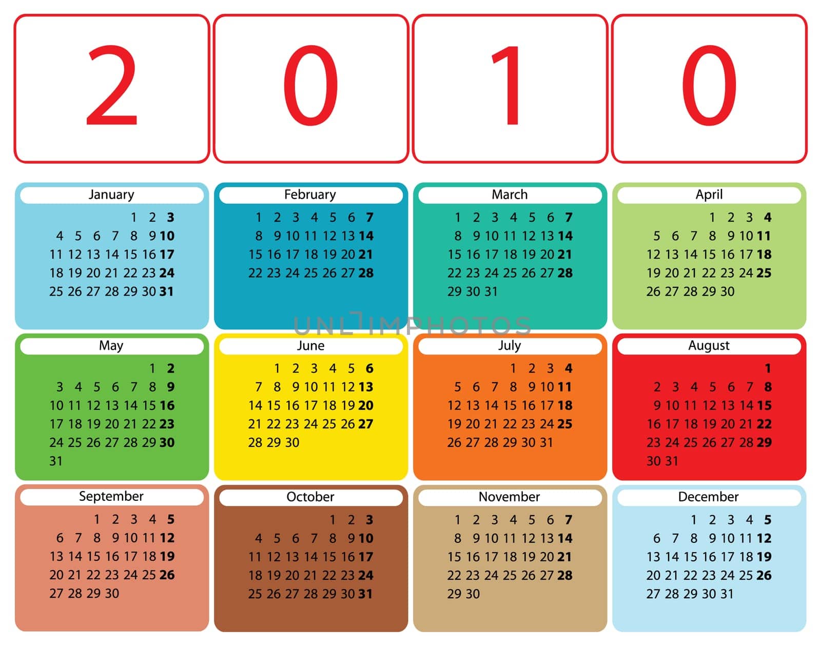 Colorful rounded calendar