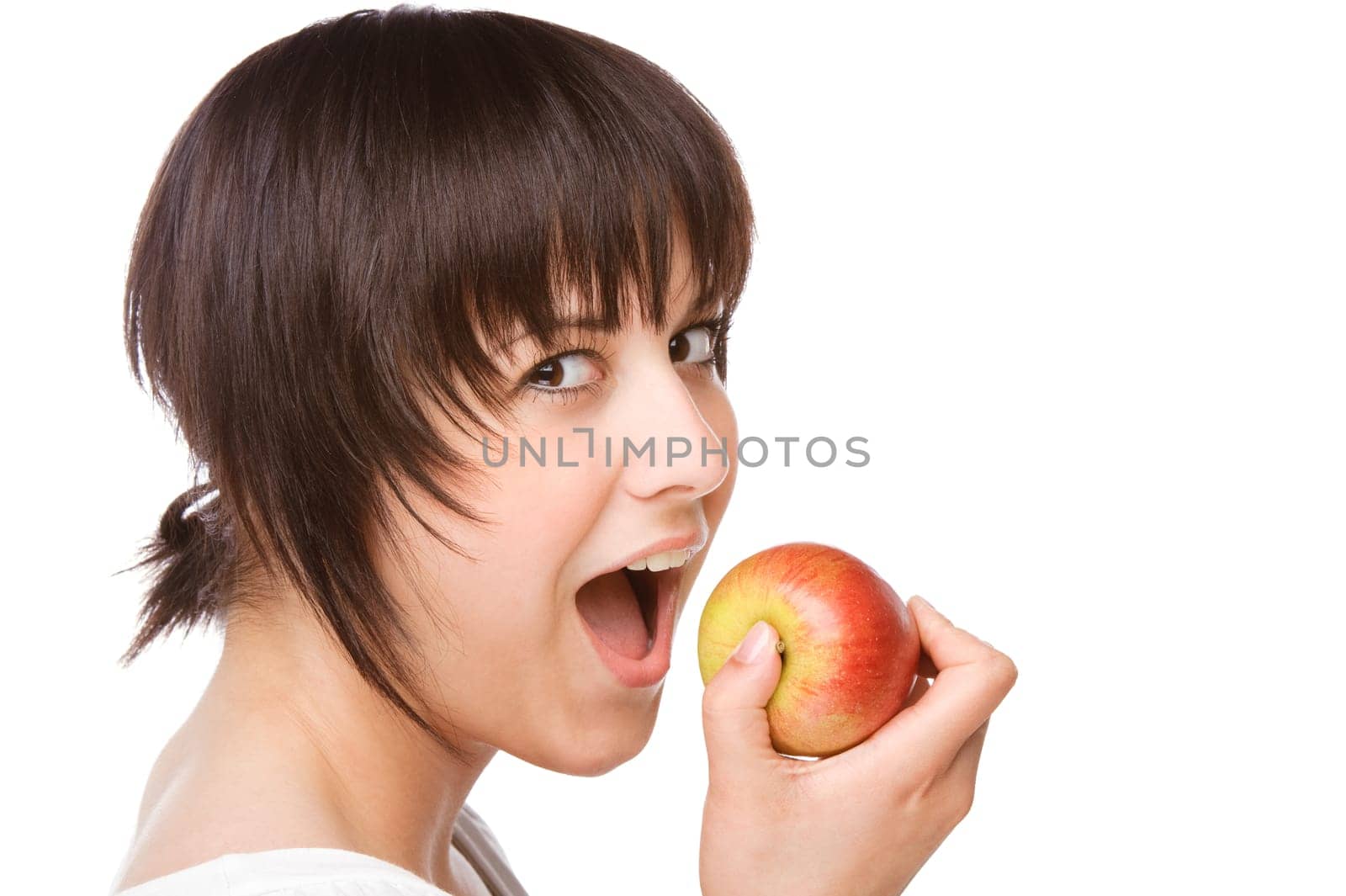 Young woman with an apple