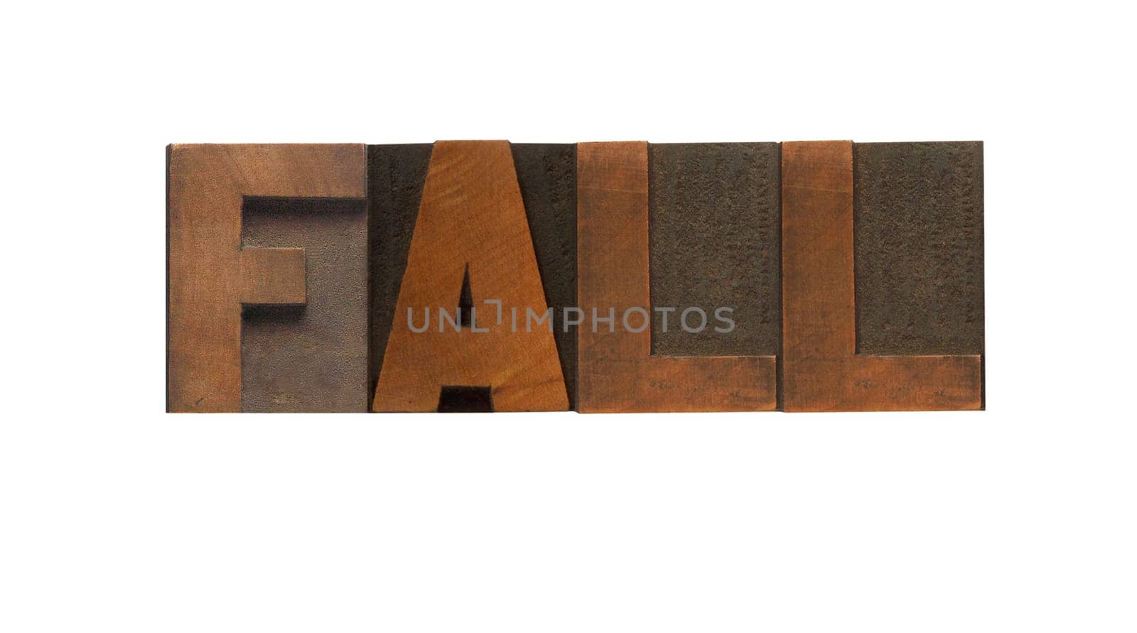 the word fall in old wood type