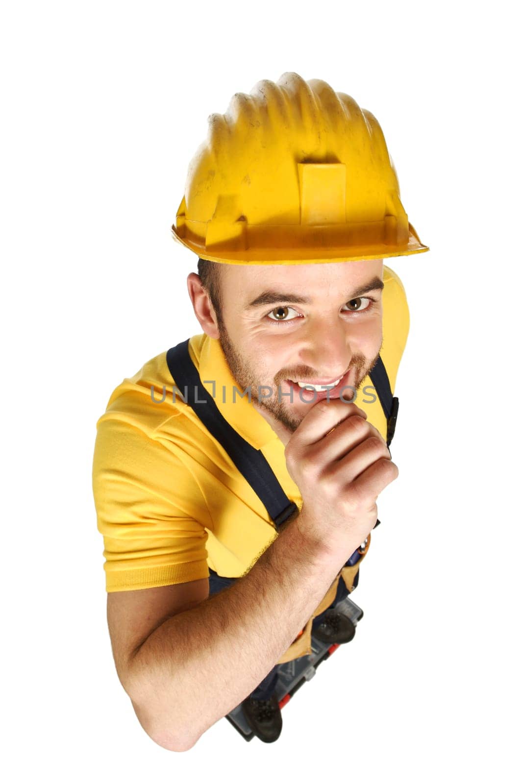 funny portrait of young handyman
