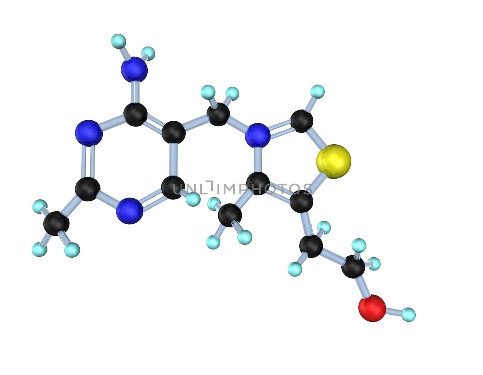 Molecule Vitamin B1 3D