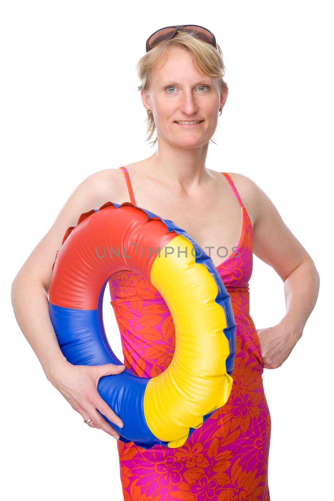 Woman with swimming ring