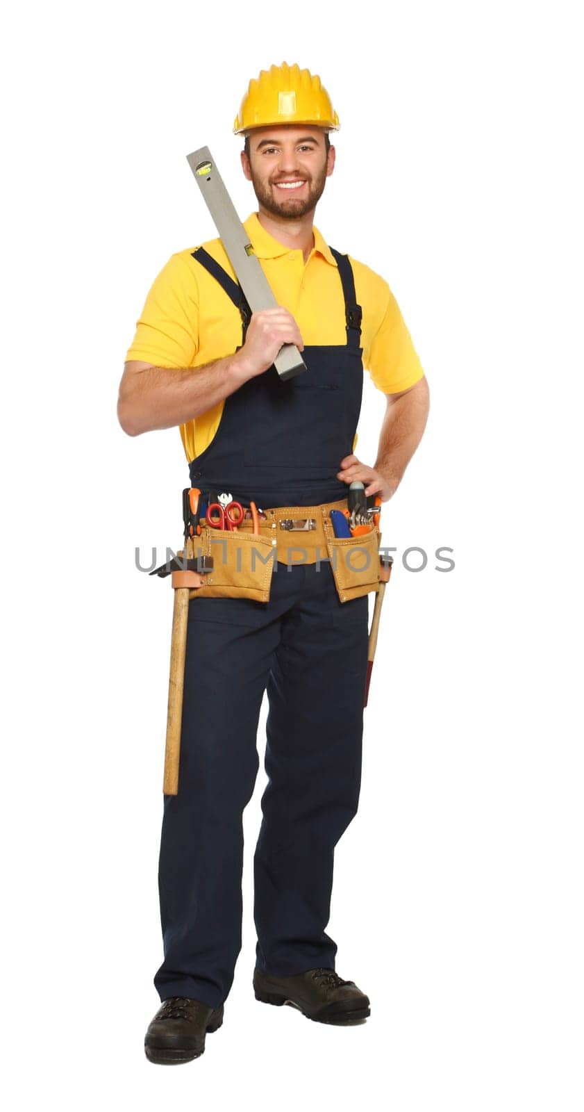 contruction worker with spirit level