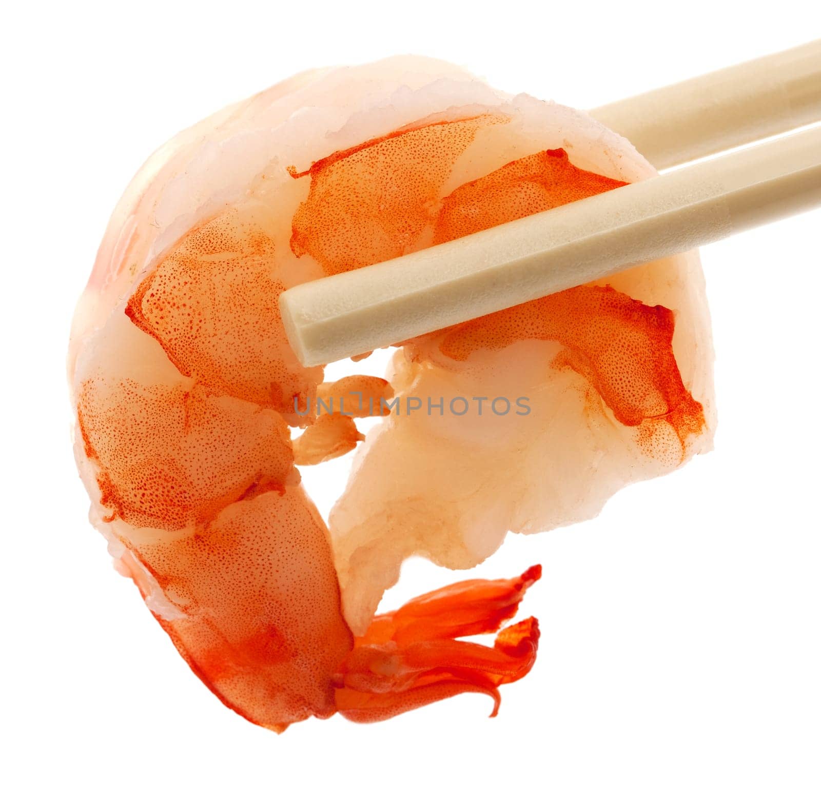 Shrimp with chopsticks