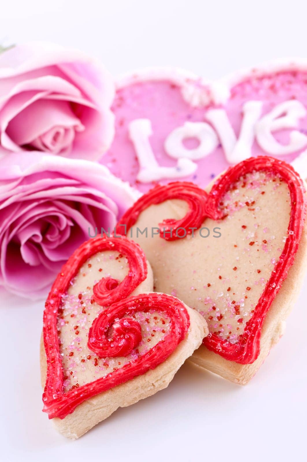 Valentines cookies and roses